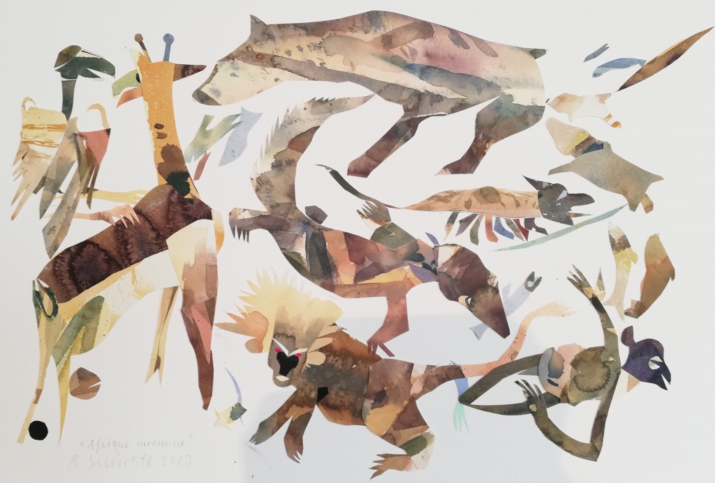 Collagen von Reiner Schiestl aus der Serie "Wilde Tiere "