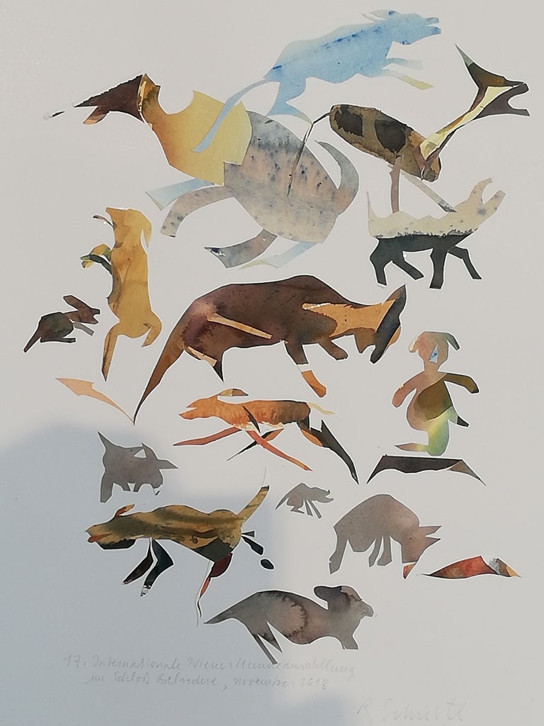 Collagen von Reiner Schiestl aus der Serie "Wilde Tiere "