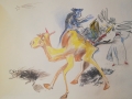 Buntstift - Zeichnungen von Reiner Schiestl aus dem Buch "Bestiarium", Buntstiftzeichnung: "Lorenz von Arabien "